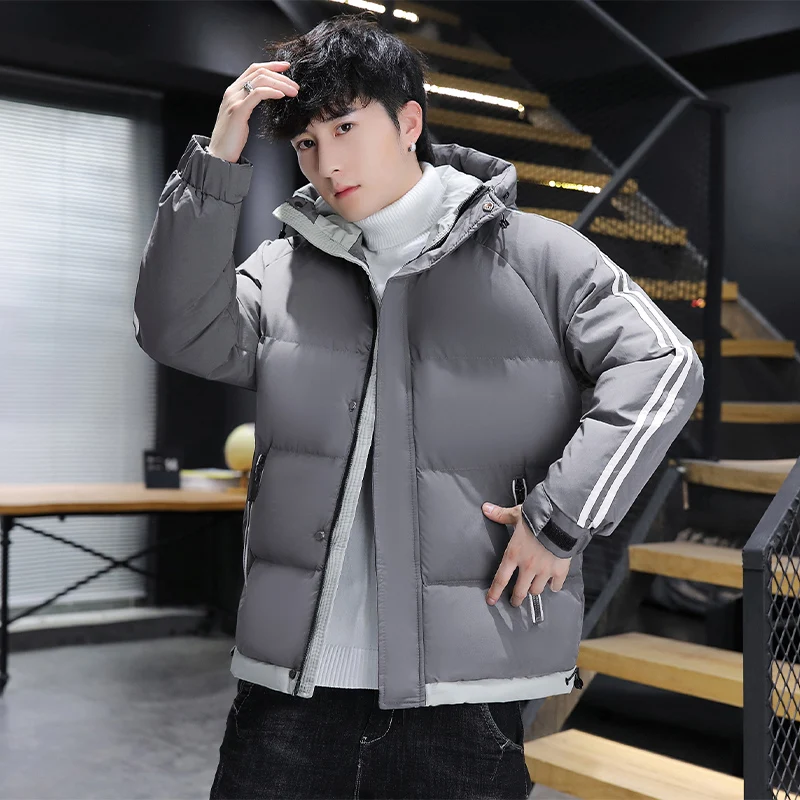 Winter Down Jacket Men Parkas Warm Solid Color Hooded Down Coat Windproof Padded Thick Duck Parka Snow Overcoat Outdoor Coat