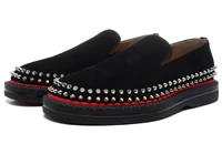 fashion sports thick soled black shoes low top raised liu spiked shoes flat shoes red soled lefu shoes mens casual shoes