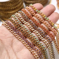 1m gold plated stainless steel 4 5mm width enamel chains curb cuban link chain for diy necklaces bracelets making 9 colors