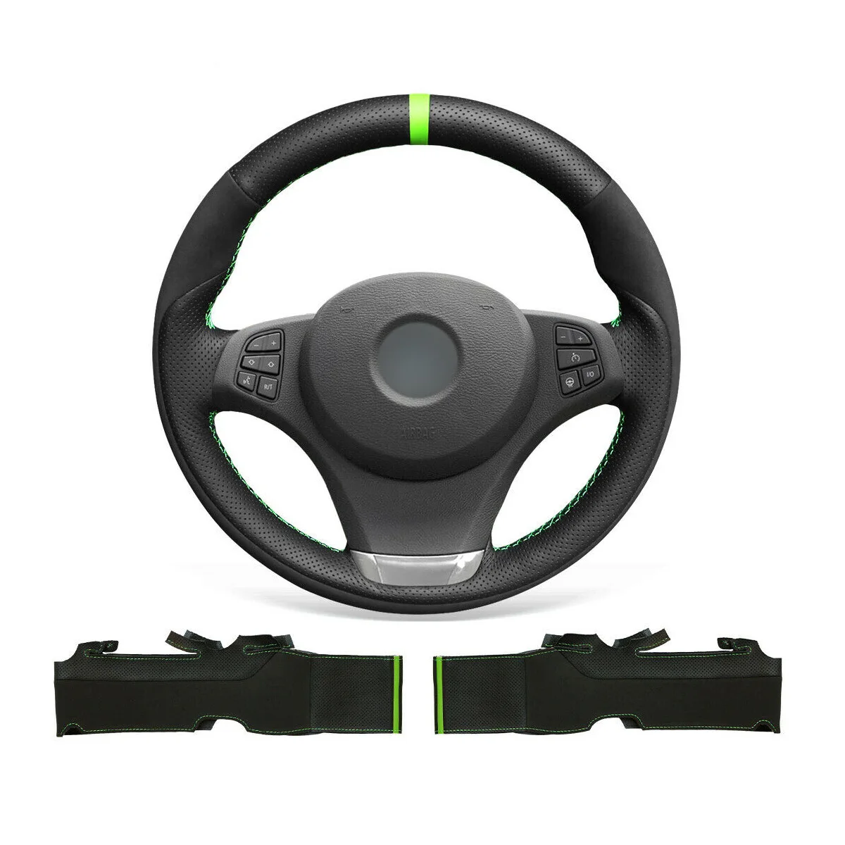 

DIY Custom Soft Durable Black Suede Genuine Leather Car Steering Wheel Cover For BMW X3 E83 2007-2010 / X5 E53 2000-2006