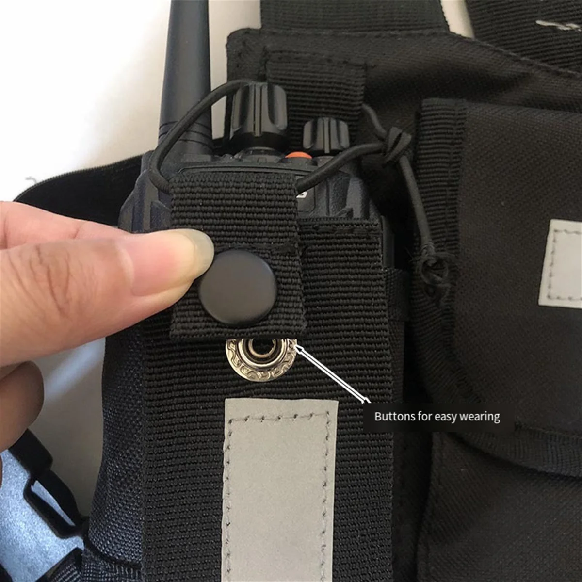 Фото MARQ Walkie Talkie Двойная нагрудная сумка Радио Светоотражающий нагрудный ремень Держатель Сумка Жилет Rig Walkie Talkies Передняя сумка Чехол D №4