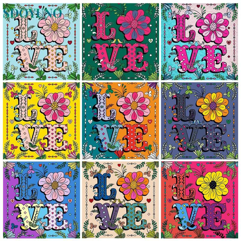 

SDOYUNO 5D Diamond Painting Full Square Love Posters Cross Stitch Embroidery Diamond Mosaic Diy Crafts Picture Of Home Decor