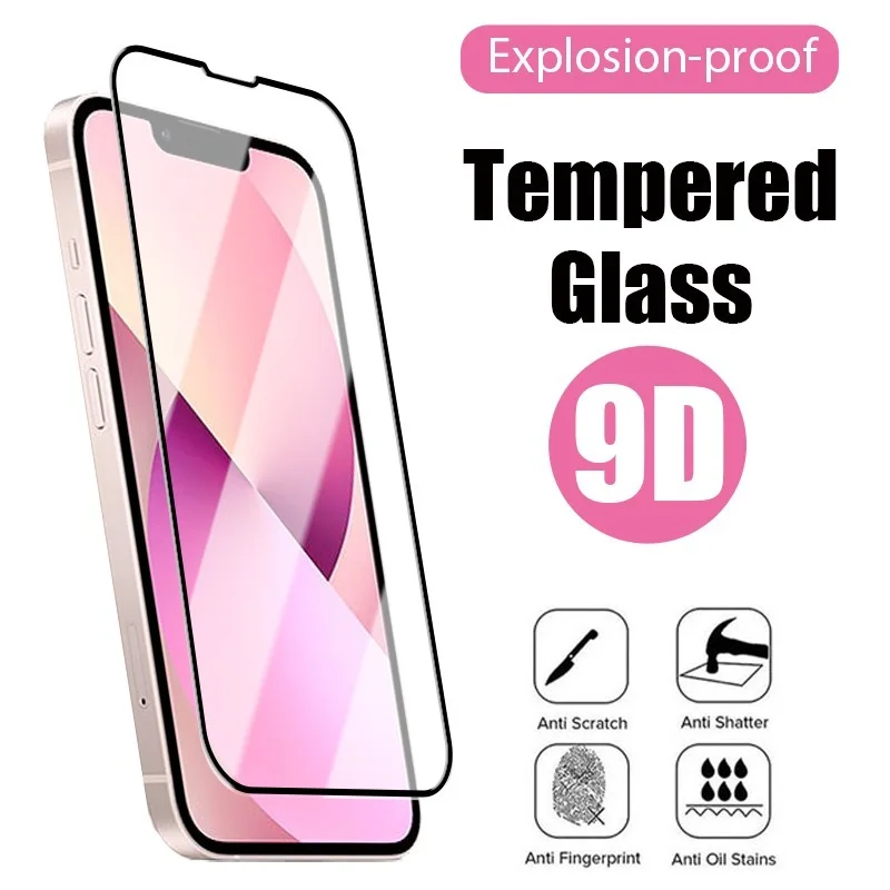 

9D Full Tempered Glass For iPhone 13 12 11 Pro Max Screen Protector for iPhone 13 12 Mini X XS XR 7 8 Plus Glass