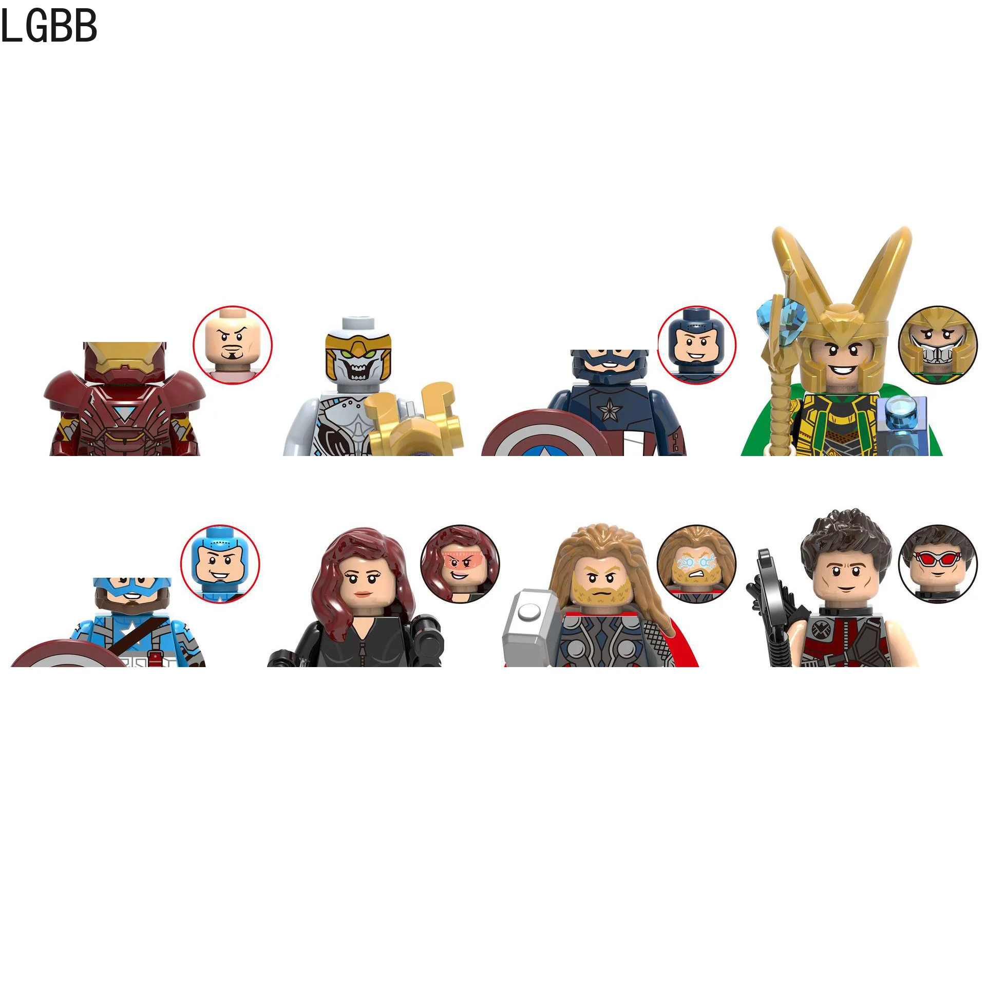 

Конструктор «супергерой иррон», Человек-паук, Локи, хуульк, Тор, Капитан Америка, черный вид, соколы, Дэдпул, игрушка