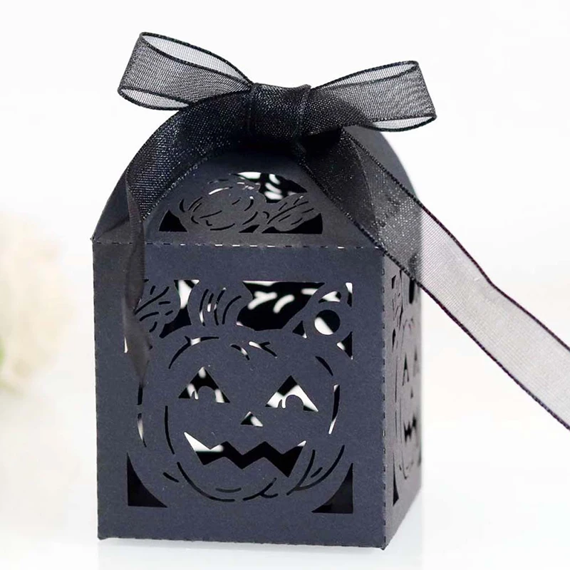 Chocolate Favor Packaging Gift Boxes With Ribbon Happy Halloween Party Decoration