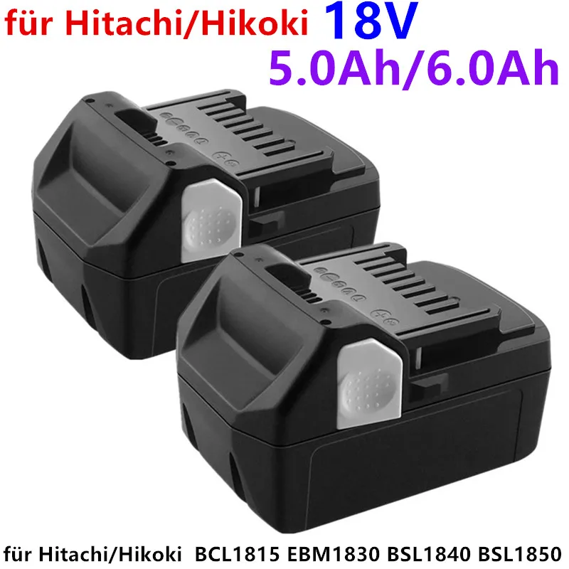 

18V 6,0 Ah Lithium-ionen Akku-bohrschrauber Werkzeug akku für Hitachi/Hikoki BCL1815 EBM1830 BSL1840 BSL1850 batterie