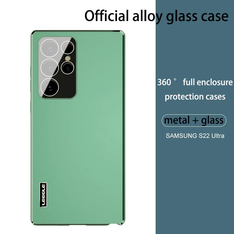 Metal Magnetic Case for Samsung Galaxy S22 S21 Ultra Border Frame Bumper Lens Camera 360° Full Protection Cover