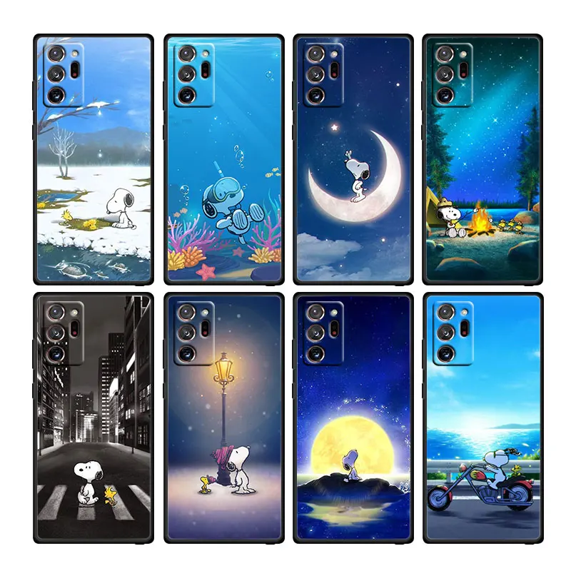 

Hot Snoopy Dog Cartoon For Samsung Note 20 Ultra 10 Lite Plus Pro 9 8 Silicone Soft TPU Black Phone Case Cover Coque Capa Shell
