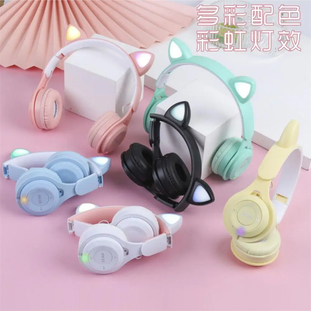 

Surround Sound Cat Ear Headphones Y08m Bluetooth Headset Glow Light For Pc Phone Stereo Tws Earphones With Mic Wireless Earbuds