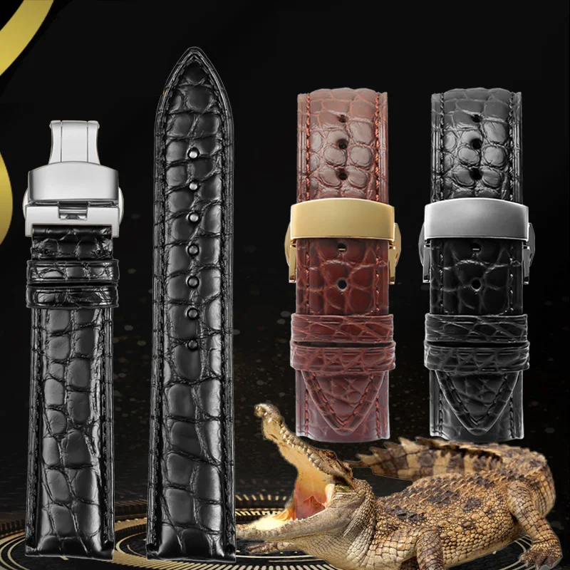 Blue crocodile leather watch strap for Omega Montblanc Casio Longines men's wristband 18mm 19mm 20mm 21mm 22mm