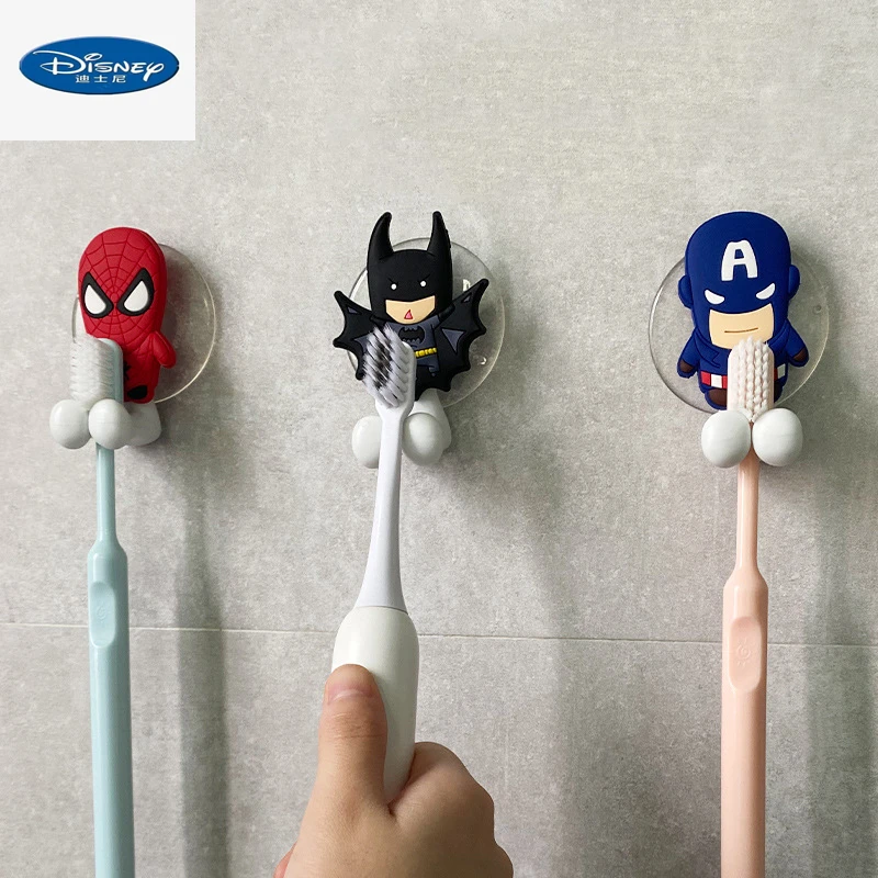 Disney Marvel Spiderman Kids Toothbrush Holder Frozen Star Wars Anime Figure Cartoon Wall Mounted Shelf Kitchen Bathroom Toys