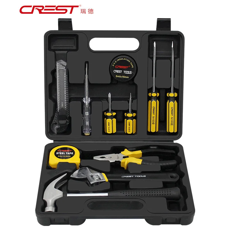 

Tool Set 11 Pieces Basic Tool Kit Men Women Home and Home Repair Tool Kit Wrench Tape Measure Utility Knife Tool Box