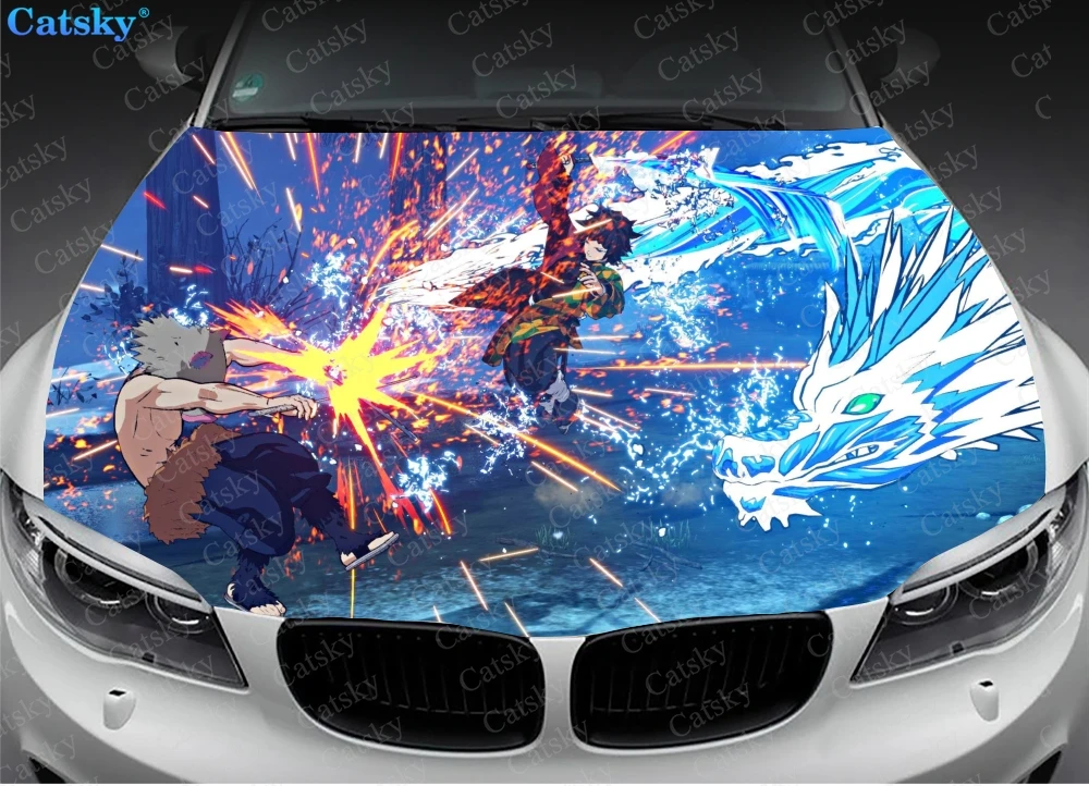 

Ghost Killing Blade Demon Slayer Anime Car Floor Mats,Car hood wrap lion decal, bonnet vinyl sticker, full color graphic