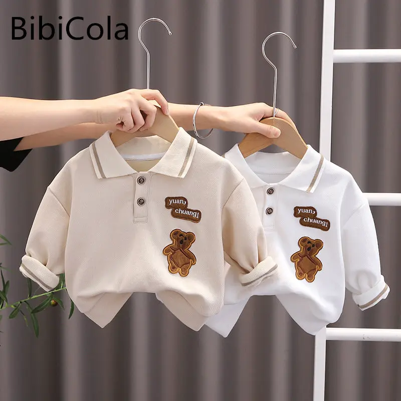 

2022 Spring Autumn New Children Boys Sweatshirts Cartoon Printed lapel shirt Baby Boys Pullovers 1-5 Years Kids Girls Clothes