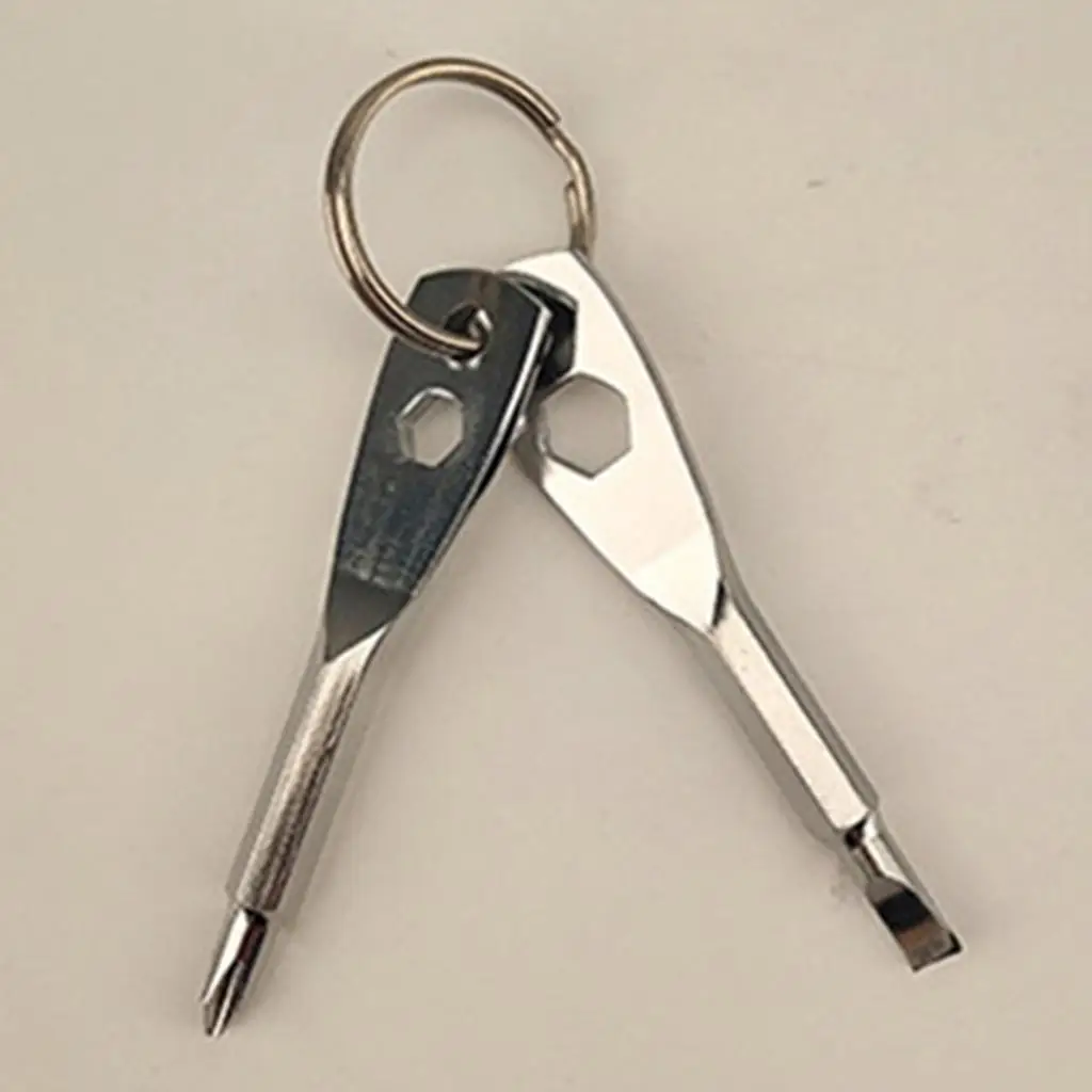 Карманная отвертка-брелок на ключи плоская и крестовая отвертка ручные