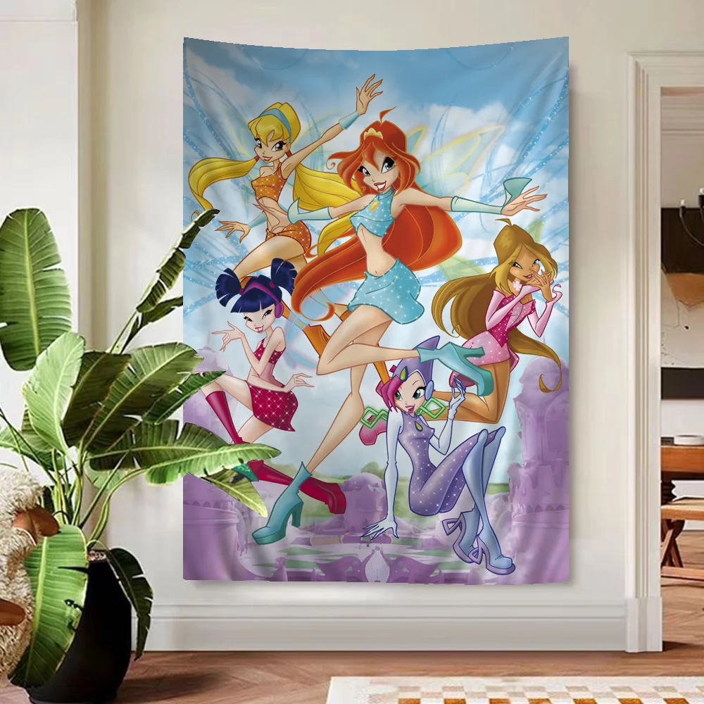 Девушка мультфильм W-Winx висящий богемный гобелен настенный Мандала дешевый хиппи