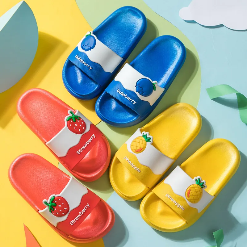 

Summer Slippers children Slides girls Shoes Cartoon Fruit Strawberry Pineapple Peach Girl Flip Flops Slide Sandals Beach Slides