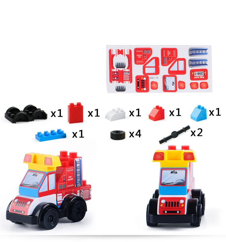 

1/3/5Pcs Gashapon Building Blocks Fire Truck Building Blocks Early Education Puzzle Assembled Building Blocks Gashapon