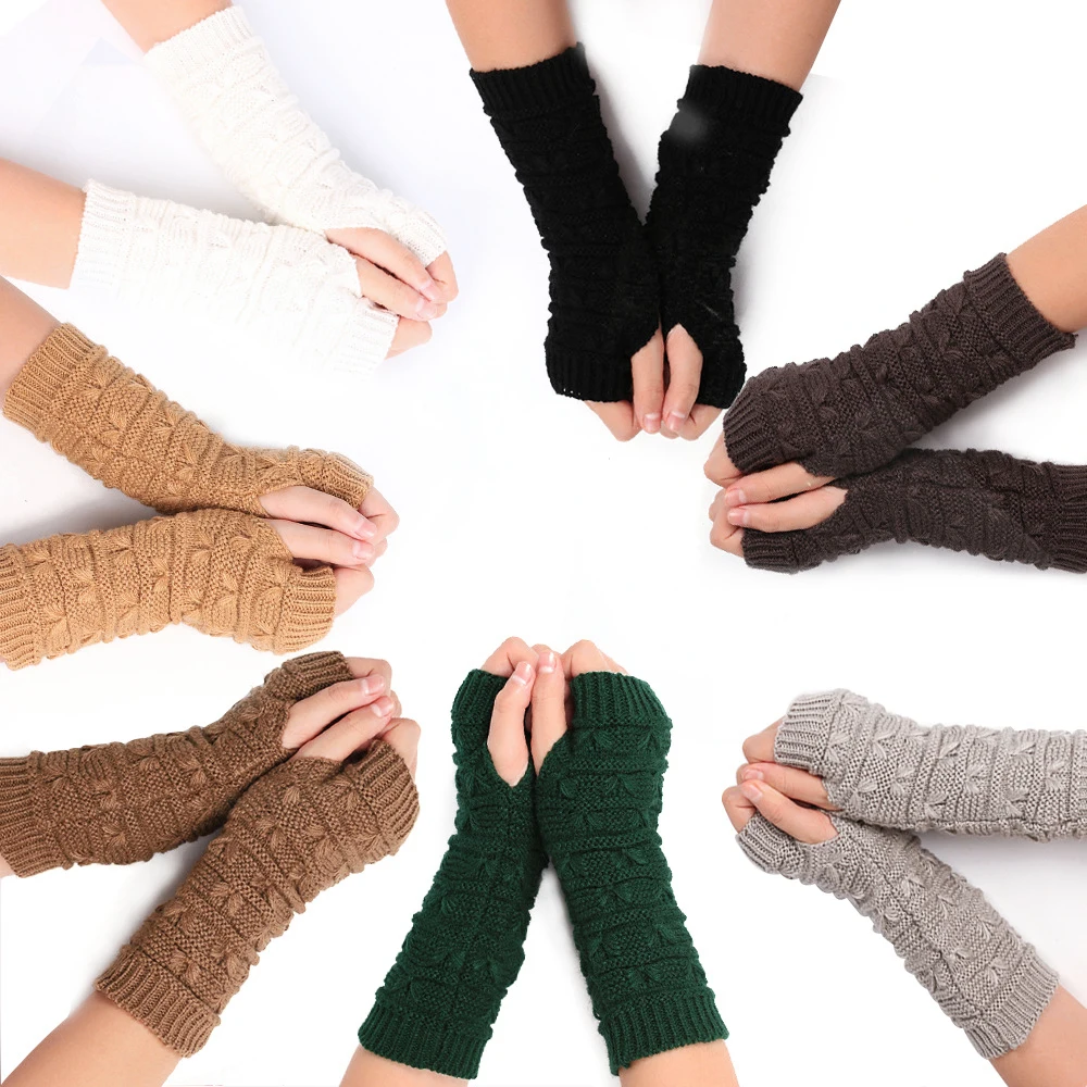 

Модные женские перчатки для девочек, вязаные мягкие зимние теплые перчатки без пальцев, Универсальные перчатки 3 + ST52 #