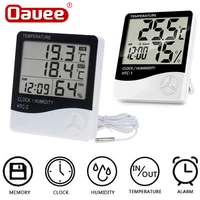 LCD Electronic Digital Temperature Humidity Meter Thermometer Hygrometer Indoor Outdoor Weather Station Clock HTC-1 HTC-2