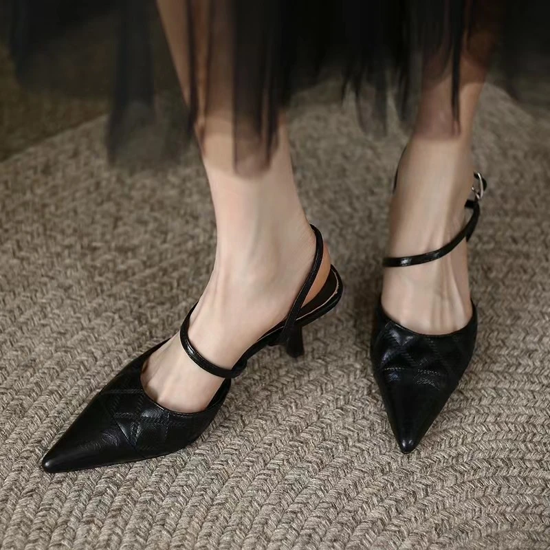 

2023 Open High-heeled Closed Toe Sandals Comfort Shoes For Women Suit Female Beige High Heels Sexy Retro Stiletto Fashion Block