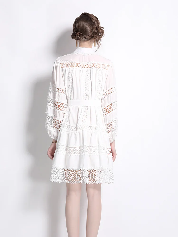 Женская кружевная мини-юбка в стиле пэчворк белая черная пляжная ажурная с