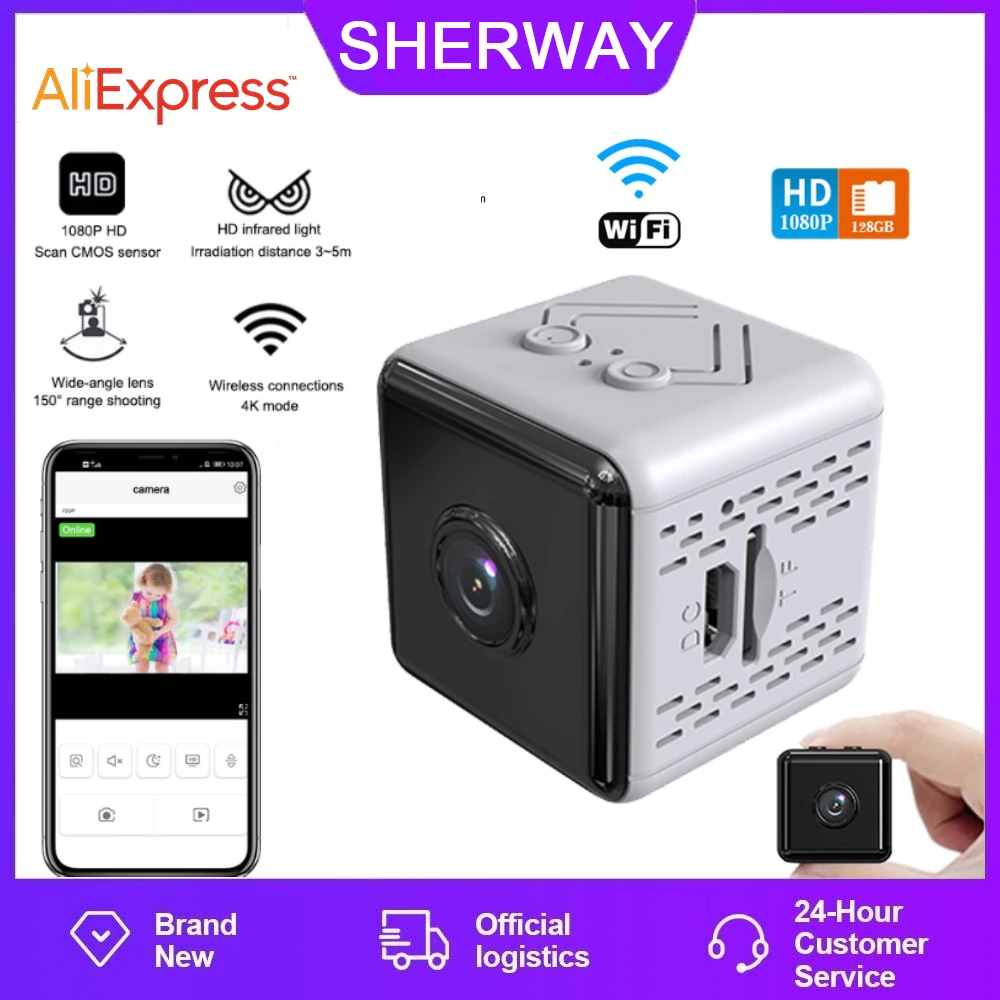SHERWAY X6D Mini WiFi Camera 2MP Magnetic Mount-Type Secure Home   Pet 1080P infrared Night Vision Baby Monitor