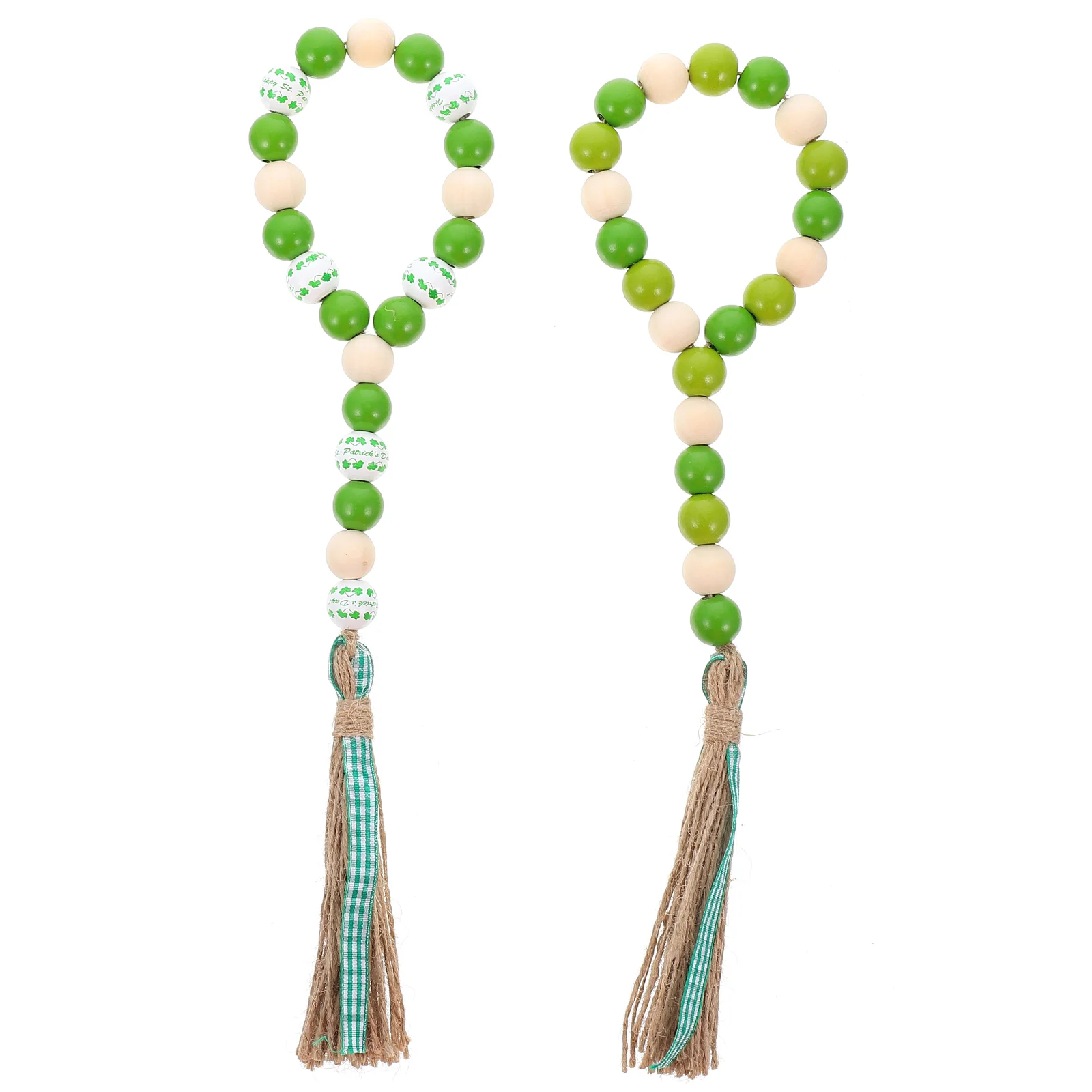 

2Pcs St. Patrick's Day Bead String Pendants Hemp Rope Tassel Bead String Decors