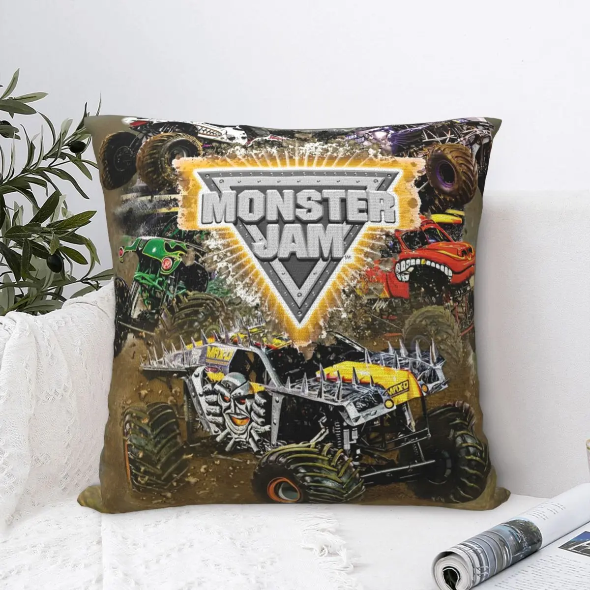 Monster Jam Trucks Throw Pillow Cover Polyester Decorative Grave Digger Funny Pillowcover Home Decor