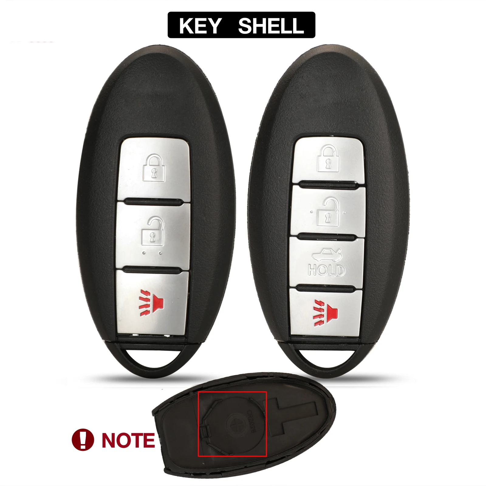 

jingyuqin For Infiniti G37 G25 EX25 FX35 FX37 M25 Keyless Case 3/4 Buttons Smart Remote Key Shell Uncut Blade Key Replacement