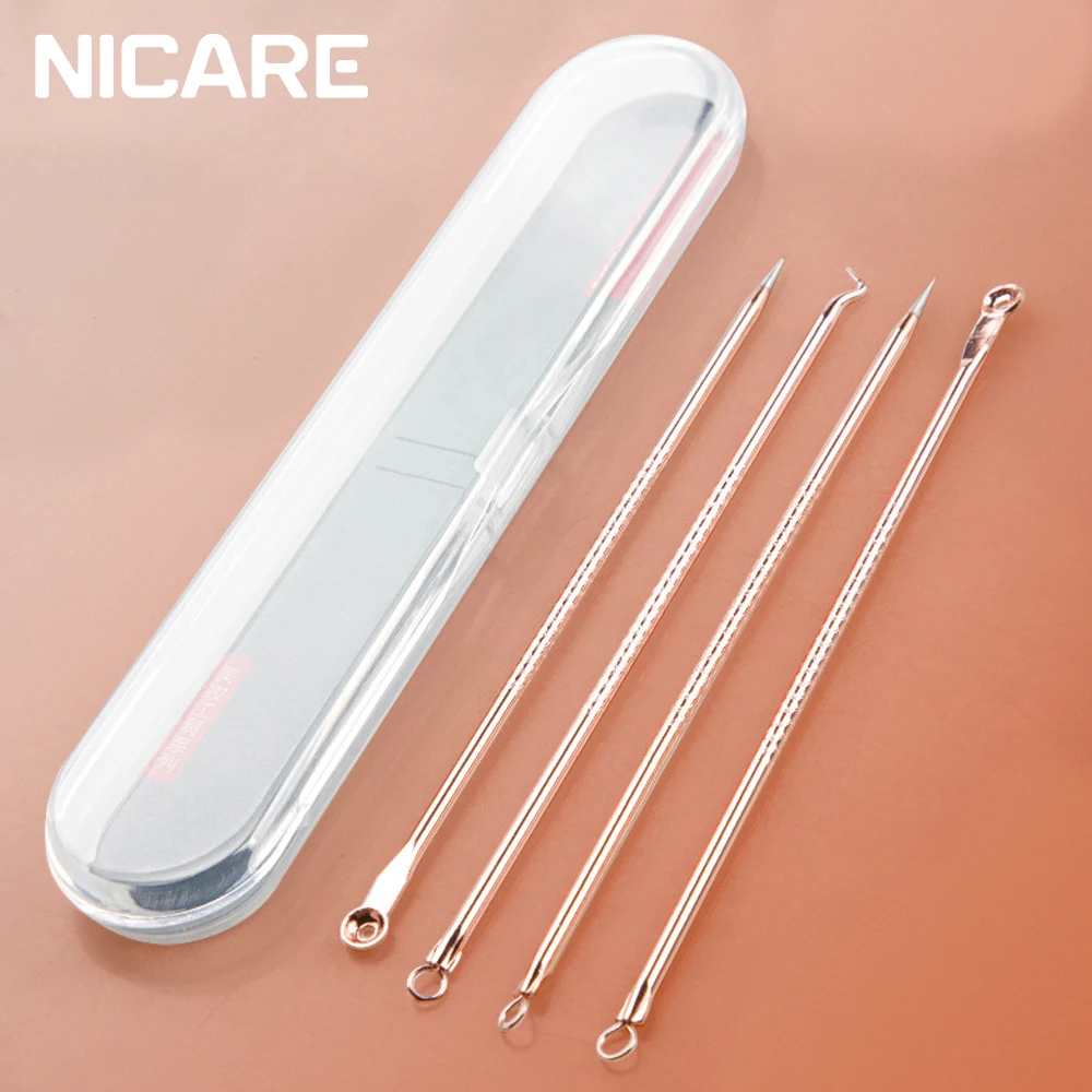 

4Pcs Stainless Steel Acne Removal Needles Acne Pimple Blackhead Remover Face Skin Care Beauty Acne Treatment Pore Cleaner
