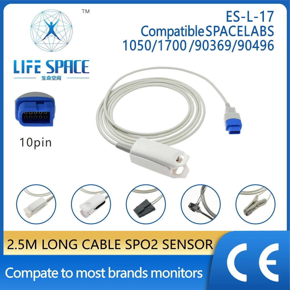 

Spacelab Multiparametrico Monitor Square10pin Spo2 finger probe ear sensor Pulse Oximeter Oximetro Tensiometro Digital Para Dedo