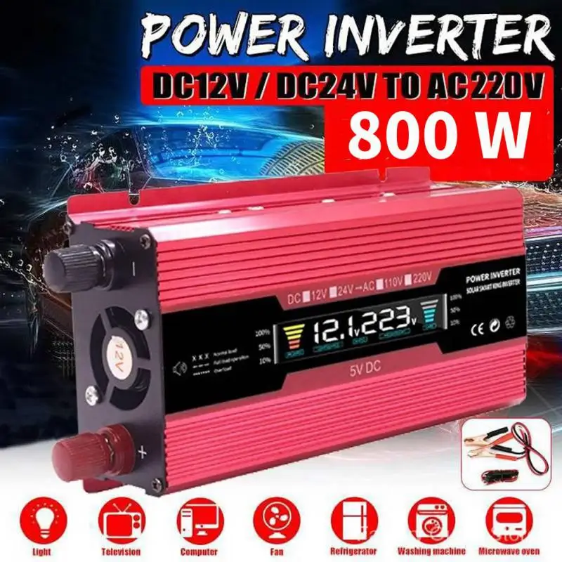 

Автомобильный инвертор напряжения, преобразователь постоянного тока 12 В 24 В в переменный ток 220 В, конвертер автомобильного USB зарядного уст...