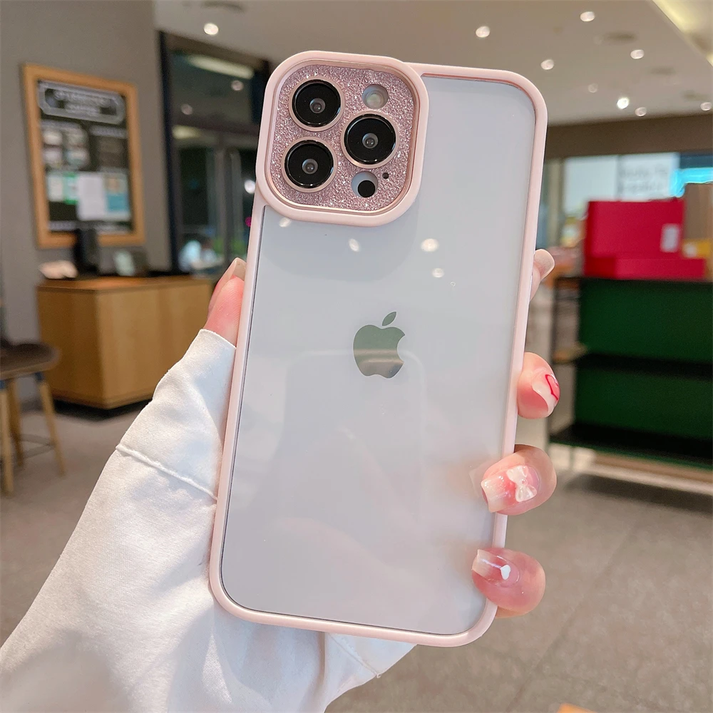 

Роскошный блестящий прозрачный чехол с алмазной камерой для iPhone 13, 12, 11 Pro Max, ударопрочный красочный бампер, жесткий чехол-накладка