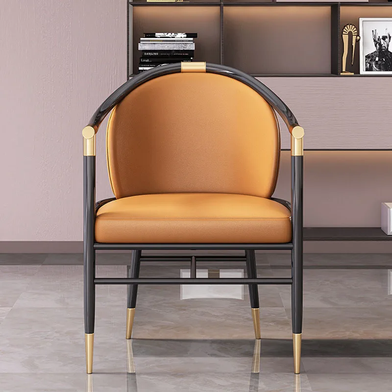 

2023 Modern Leather Office Chairs Comfortable Sedentary Chair Ergonomic Metal Home Stool Simple Arch Computer Back Boss Seat