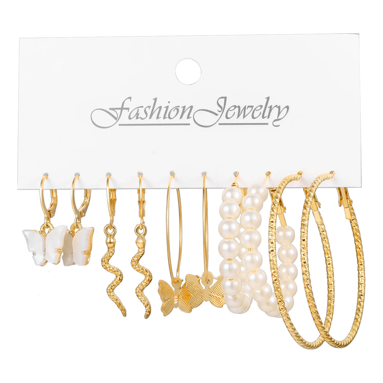 

5 Pcs Set Fashion Multicolor Mixed Style Pendant Earrings Set White And Translucent Hugging Earrings For Women Jewelry