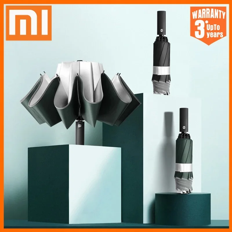 

Xiaomi Anti-Uv Automatic Umbrellas Female Rainproof Windproof Reflective Umbrella Rain Women Umbrella 10K Three Folding Umbrella