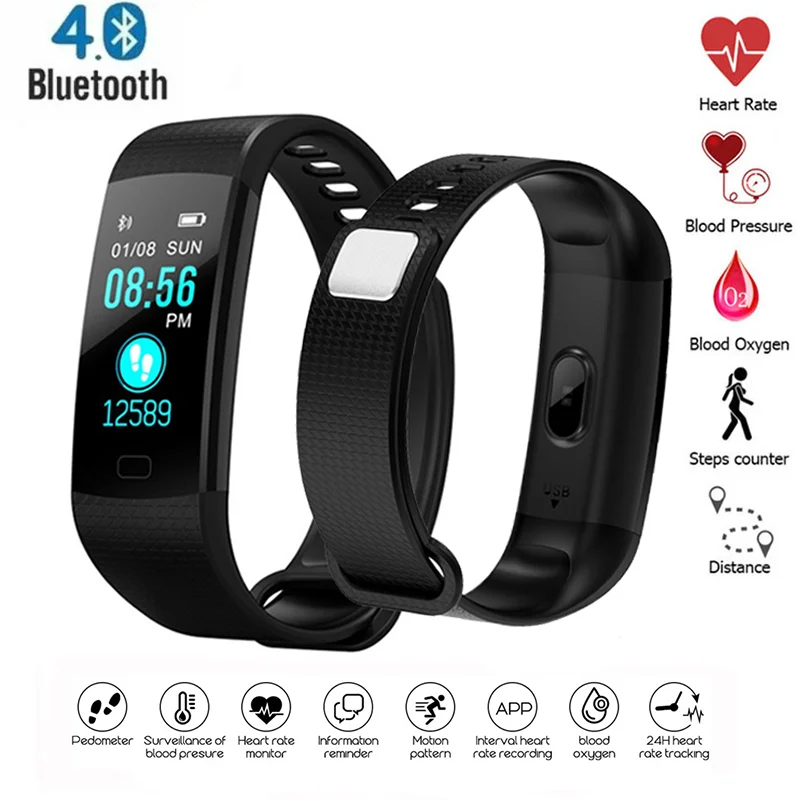 

Y5 Smart Watch Sports Fitness Tracker Blood Pressure Heart Rate Monitoring Pedometer Sleep Detection Bracelet For Men And Women