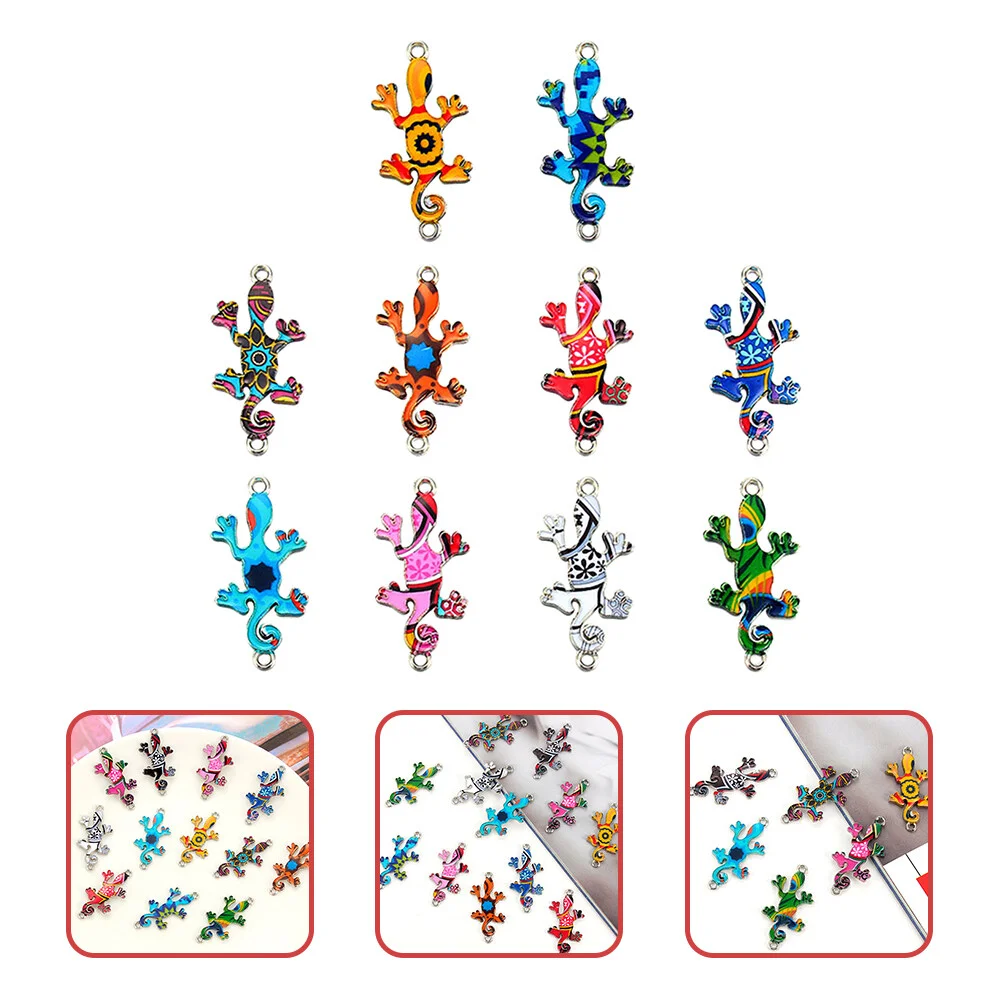 10 Pcs Charm Gecko Jewelry Making Charms Bracelets Necklace Earring Crafts Pendant Alloy Animal Printing Supplies DIY