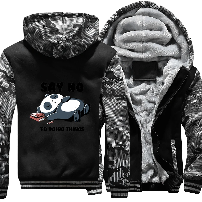 

Say No To Doing Things Jackets For Men Clothing Thicken Warm Camouflage Jacket Thick Fleece Hooded Coat Oversized Hoodies Zipper