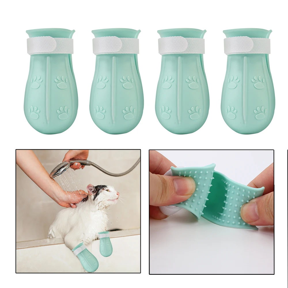 

Cut Nails Foot Cover Anti-biting Bath Washing Cat Claw Cover Cat Feet Set Pet Paw Protector for Anti-Scratch Cat Shoes Boots