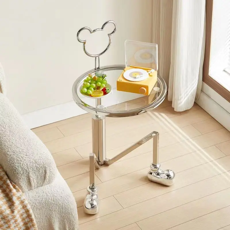 

Журнальный столик из нержавеющей стали и стекла, мультяшный стол с изображением дивана, прикроватный столик в скандинавском стиле, Совреме...