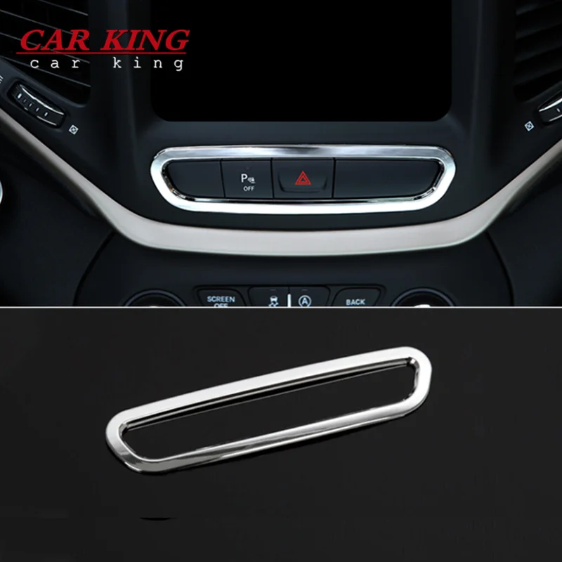 

For Jeep Cherokee KL 2014 2015 2016 - 2018 ABS chrome Car center console Control button Emergency switch frame Cover Trim 1pcs