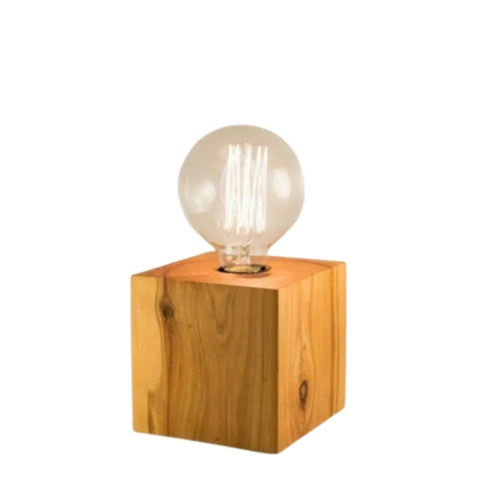 

Retro Rustic Wooden Cube Table Lamp - Lampshade