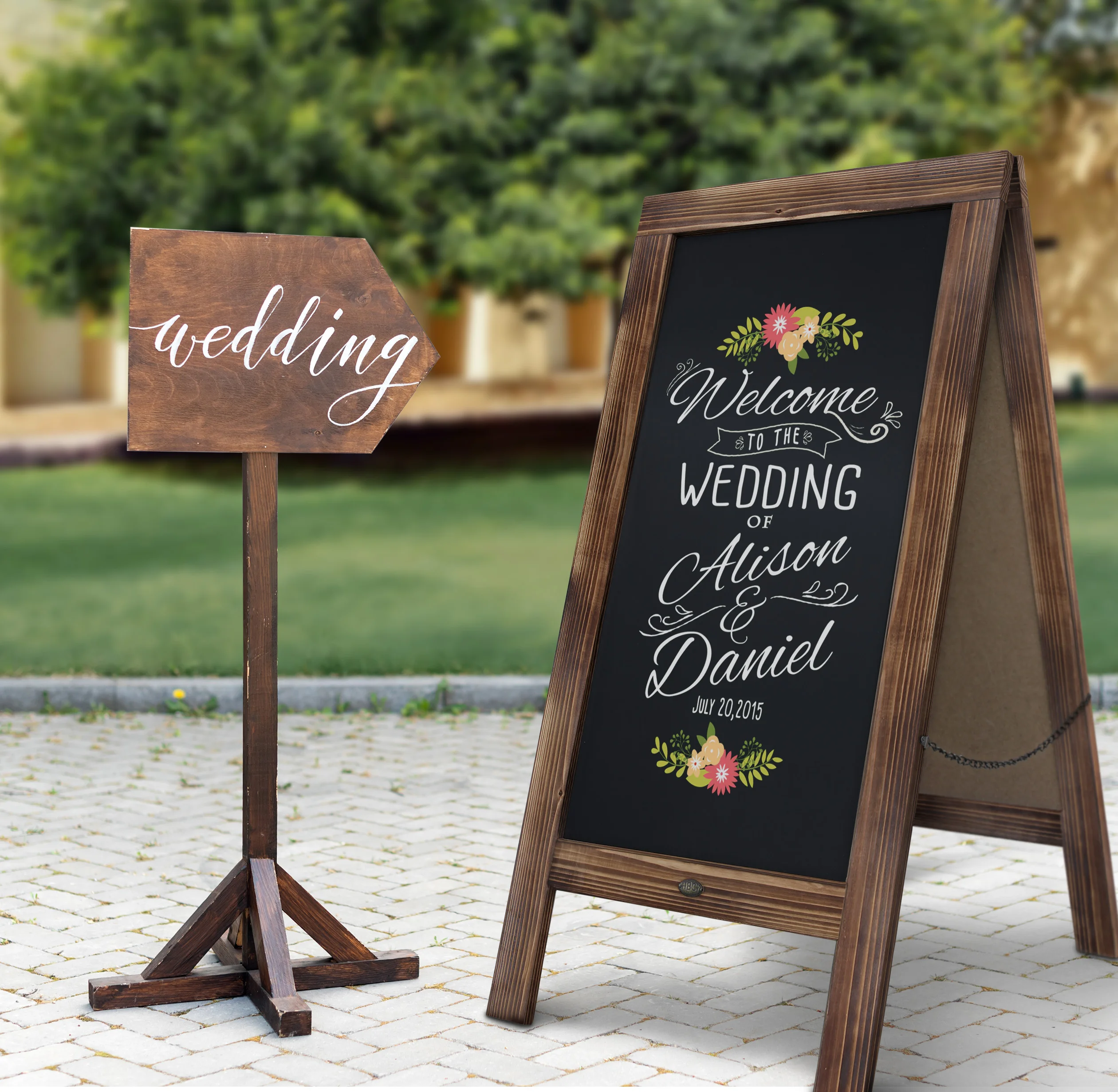 

Rustic Brown Outdoor A-Frame Chalkboard Sign / Extra Large 40" x 20" Free Standing Chalkboard Easel / Sturdy Sidewalk Sign Sand