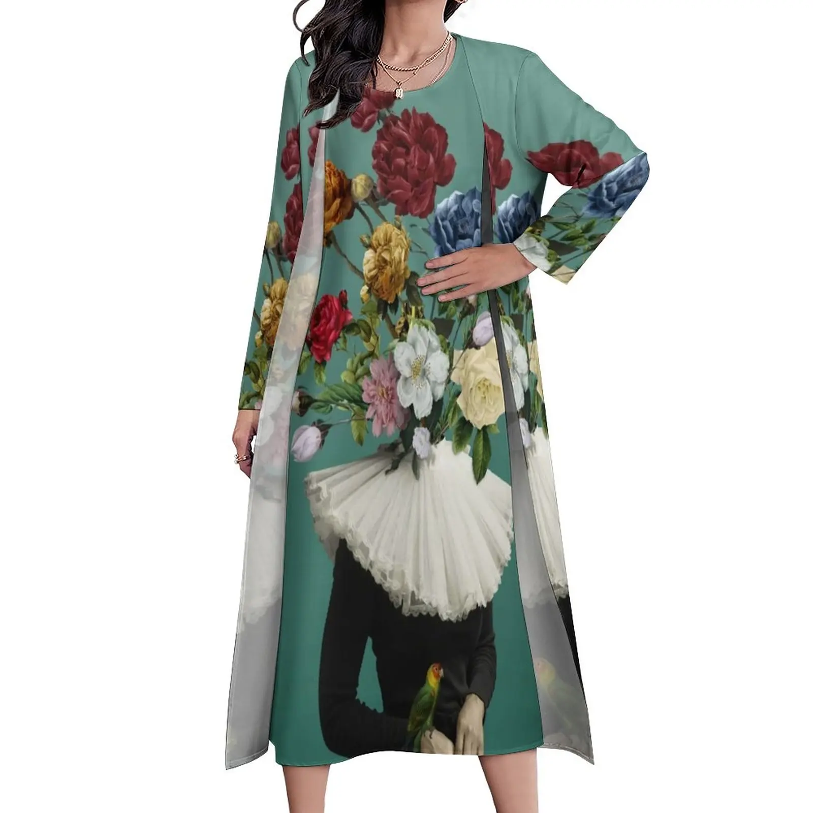 

Женское платье из двух частей с цветочным принтом, повседневное длинное платье с надписью «You Love Me A тысяча эстетик», милое женское Платье Макси