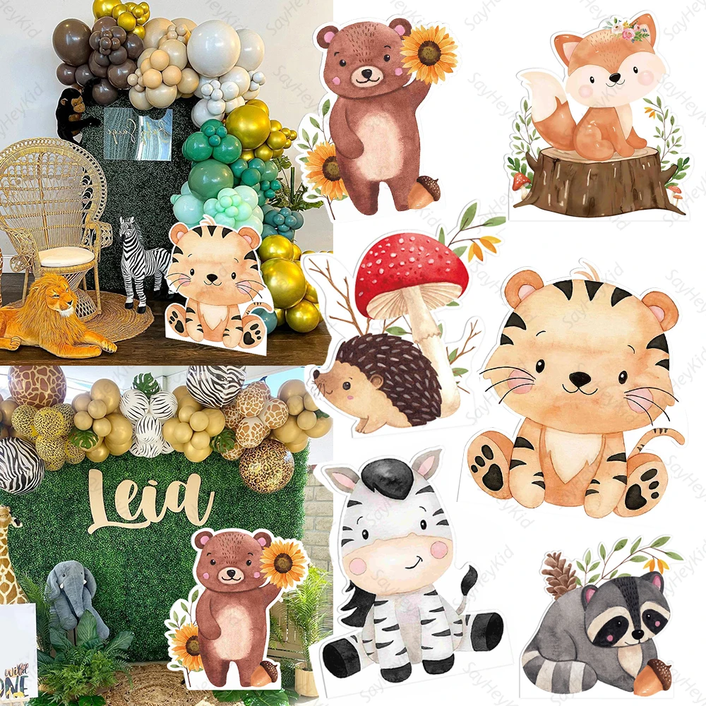 

18/24/36inch Animals Birthday Party Stand Decoration Backdrop Jungle Safari Theme Baby Shower Party Cardboard Cutout Background
