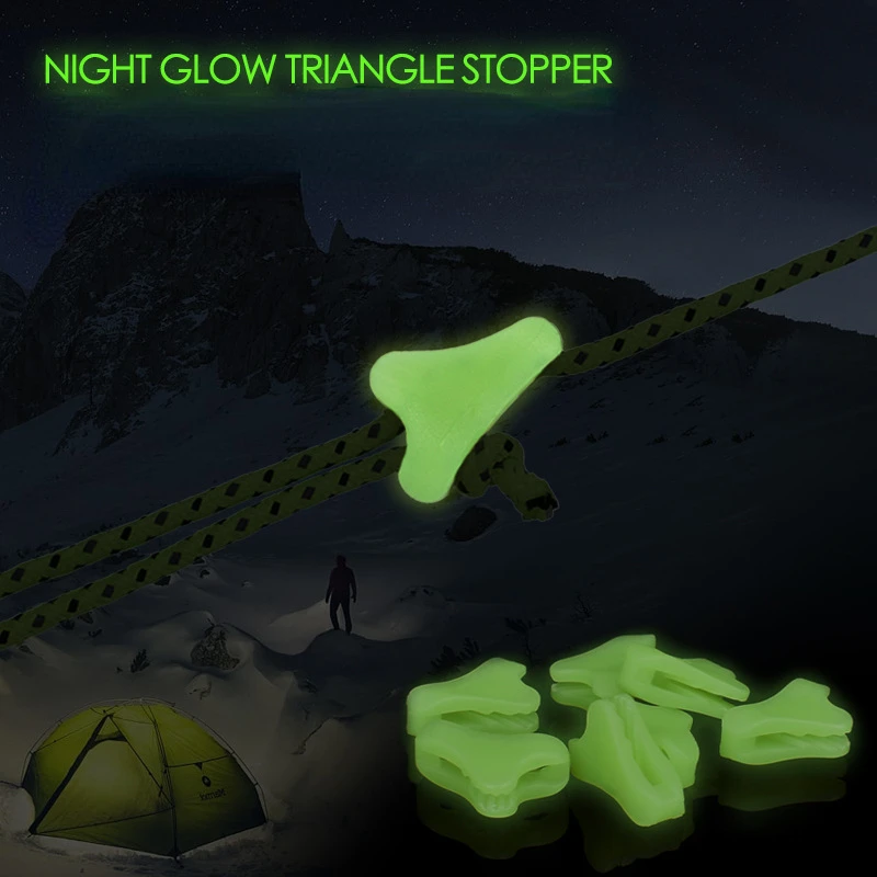 

10pcs Plastic Outdoor Camping Fluorescent Luminous Awning Tent Rope Buckle Canopy Anti-slip Triangle Tightening Hook Buckles