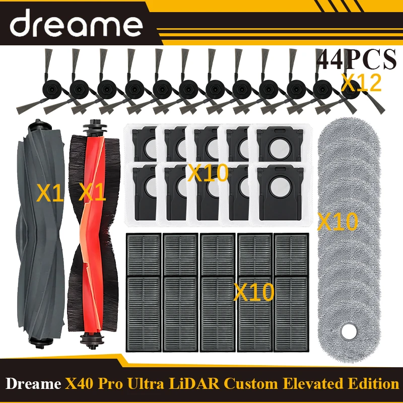 

Global Dreame X40 Pro Ultra LiDAR Custom Elevated Edition, детали для пылесоса UItra S30 Pro; основная роликовая боковая щетка, мешок для пыли