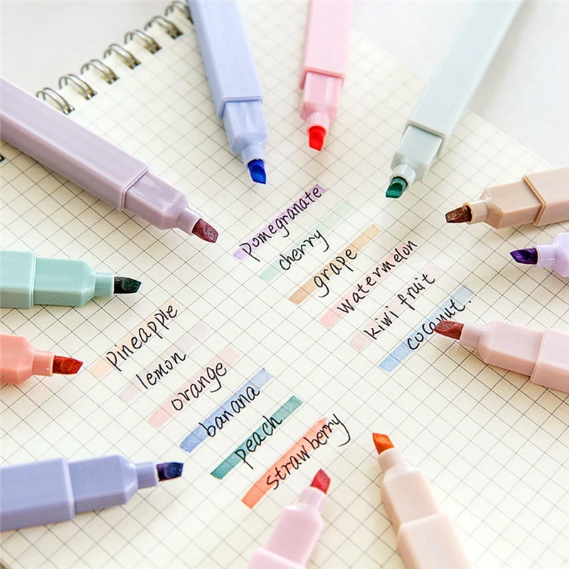 

6Pcs/Set Cute Highlighter Stationery Color Marker School Supplies Student Marker Textbook Highlighter, Type A